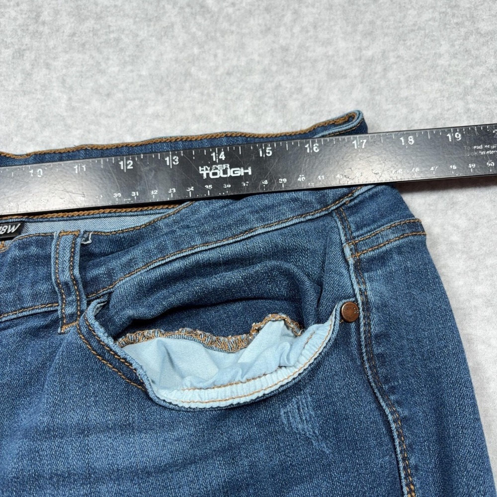 Judy Blue Jeans Womens 18W Dark Wash Distressed Skinny Cuffed Stretch JB82113DK - Picture 7 of 10